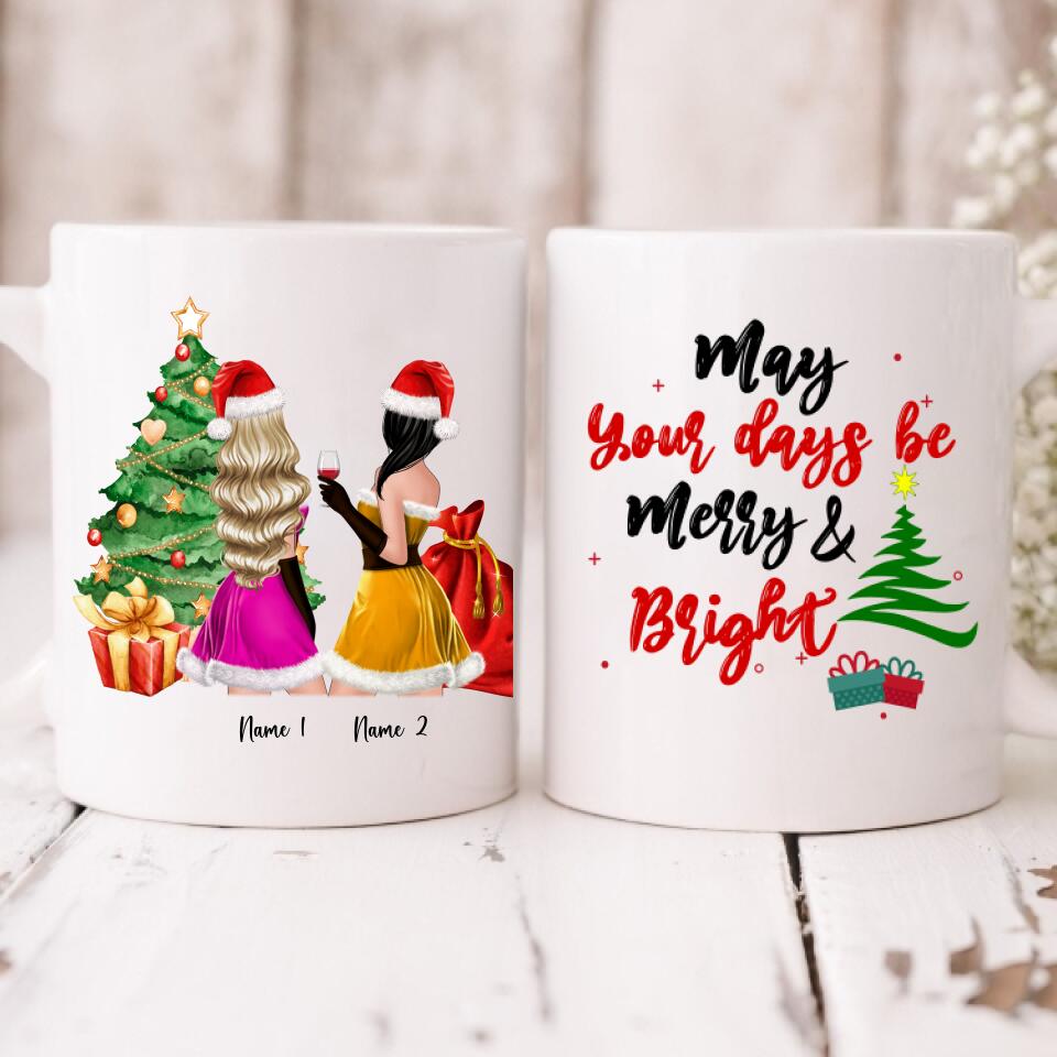 Christmas Besties - " May Your Days Be Mery & Bright " Personalized Mug - NGUYEN-CML-20220107-01