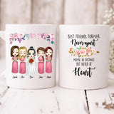 Wedding With Besties - " Best Friends Forever Never Apart May Be In Distance But Never At Heart " Personalized Mug - VIEN-CML-20220218-01
