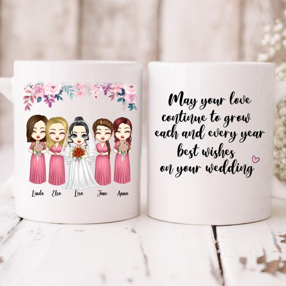 Wedding With Besties - " May Your Love Continue To Grow Each And Every Year Best Wishes On Your Wedding " Personalized Mug - VIEN-CML-20220218-01