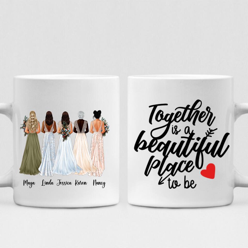 Boho Wedding Best Friends - " Together Is A Beautiful Place To Be " Personalized Mug - CUONG-CML-20220114-04