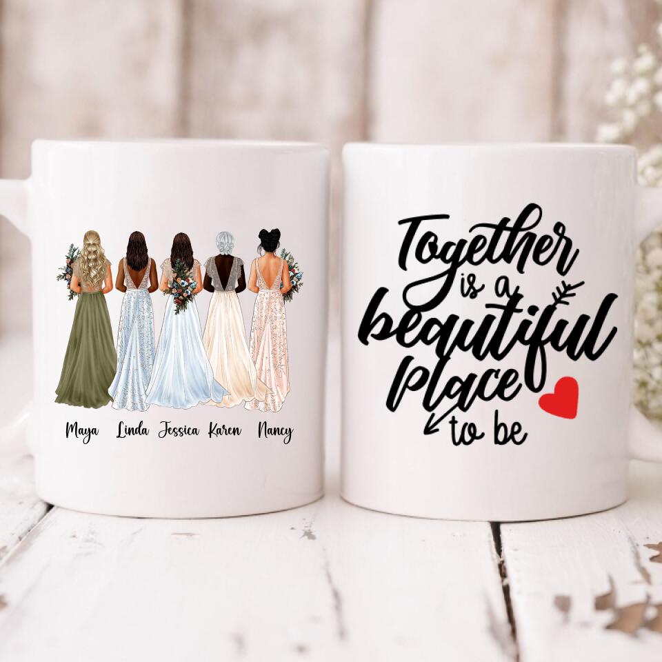 Boho Wedding Best Friends - " Together Is A Beautiful Place To Be " Personalized Mug - CUONG-CML-20220114-04