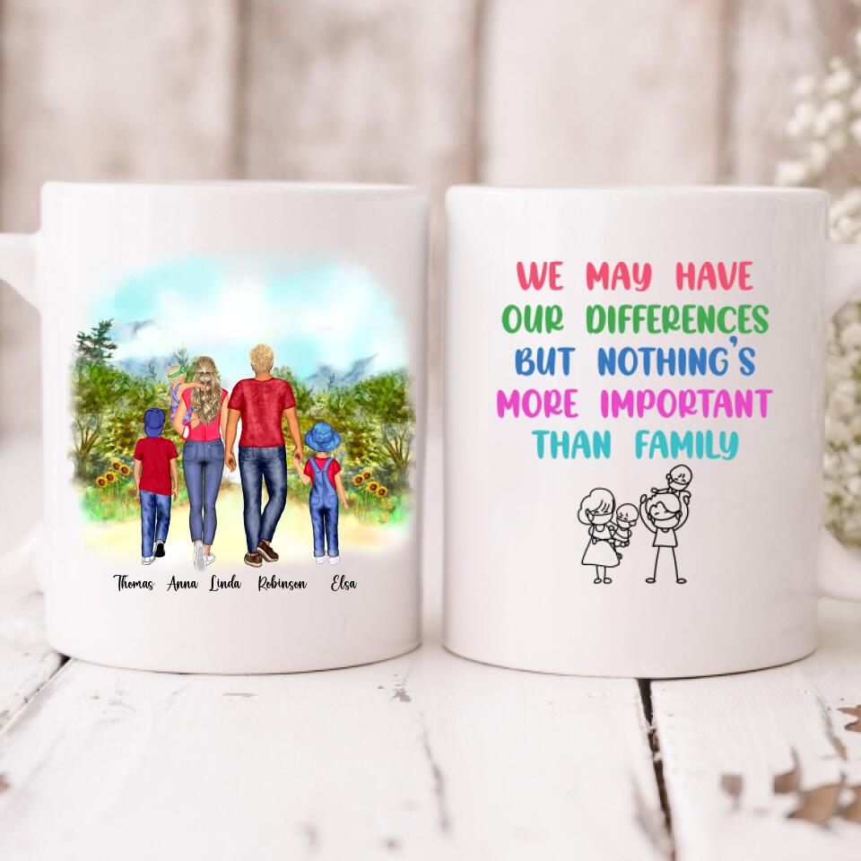 Family Holidays - " We May Have Our Differences But Nothing’s More Important Than Family " Personalized Mug - VIEN-CML-20220228-02