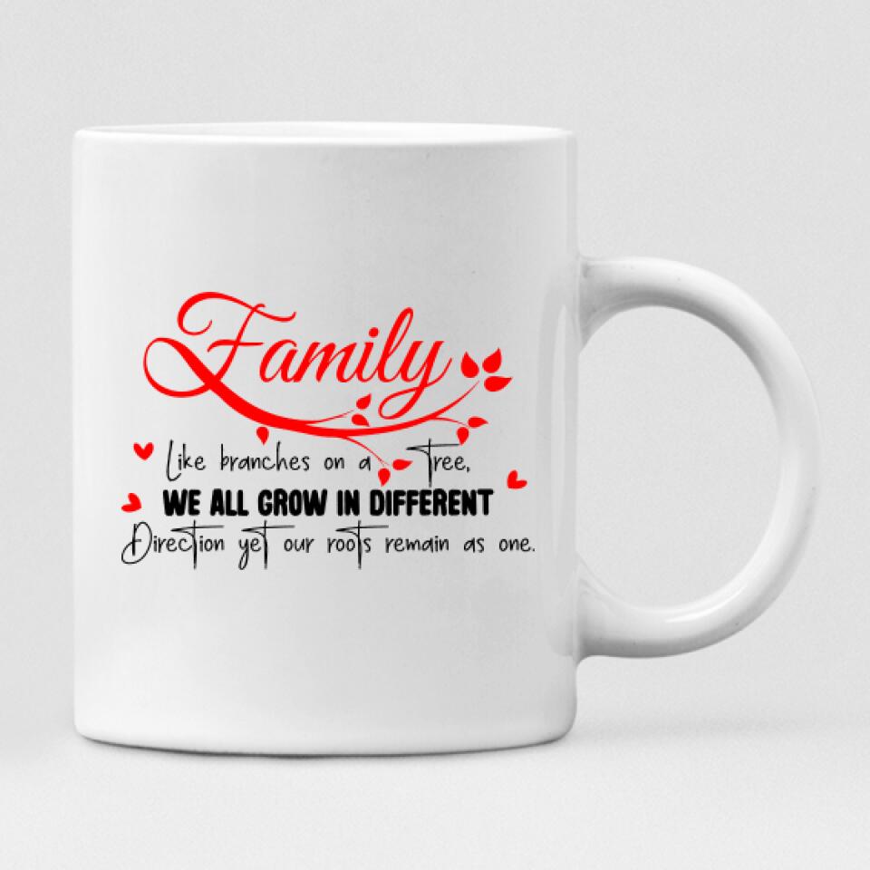 Family love - " Family Like Branches On A Tree, We All Grow In Different Directions Yet Our Roots Remain As One " Personalized Mug - VIEN-CML-20220110-02