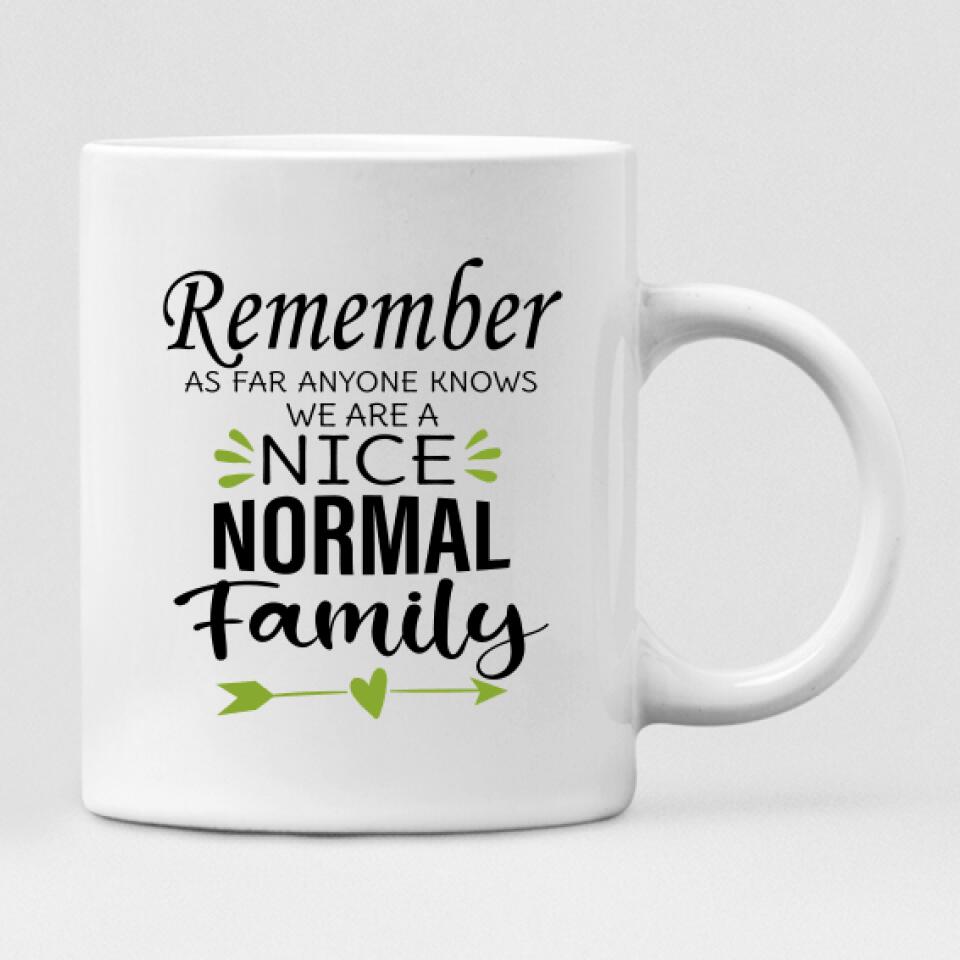 Family love - " Remember As Far As Anyone Knows. We Are A Nice Normal Family " Personalized Mug - VIEN-CML-20220110-02