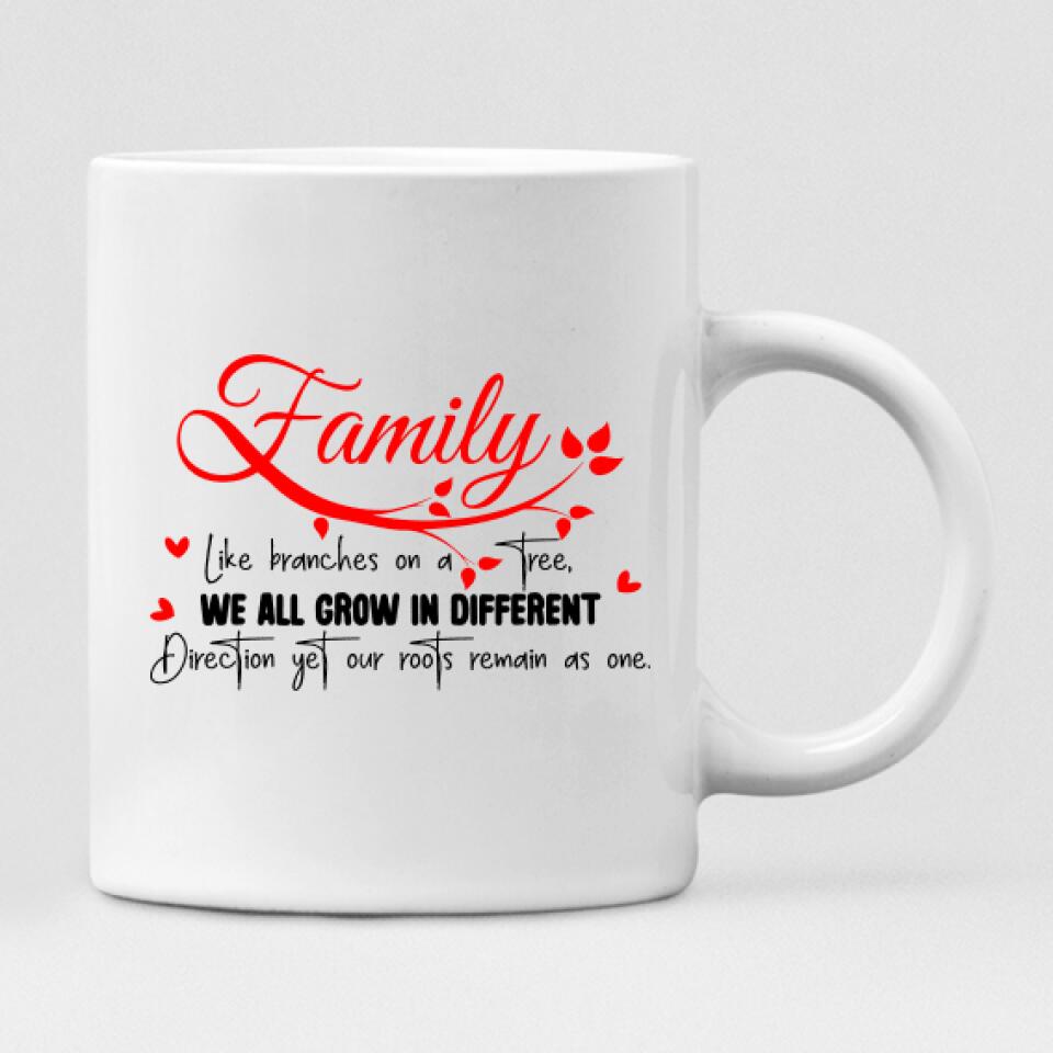 Family Walking Down The Street - " Family Like Branches On A Tree, We All Grow In Different Directions Yet Our Roots Remain As One " Personalized Mug - NGUYEN-CML-20220111-01