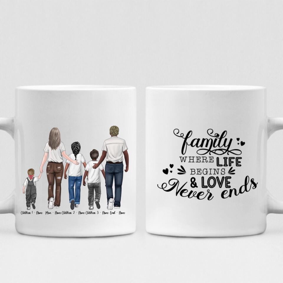 Family Walking Down The Street - " Family Where Life Begins & Love Never Ends " Personalized Mug - NGUYEN-CML-20220111-01