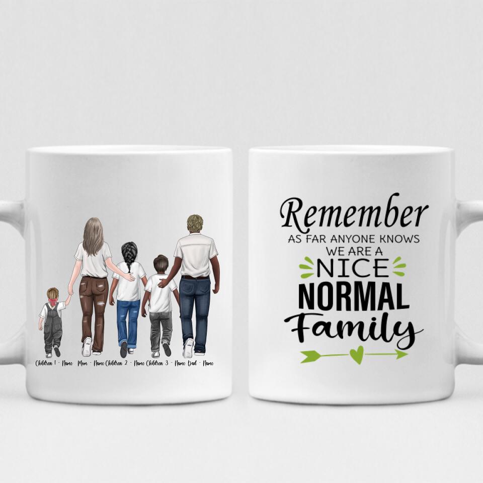 Family Walking Down The Street - " Remember As Far As Anyone Knows. We Are A Nice Normal Family " Personalized Mug - NGUYEN-CML-20220111-01
