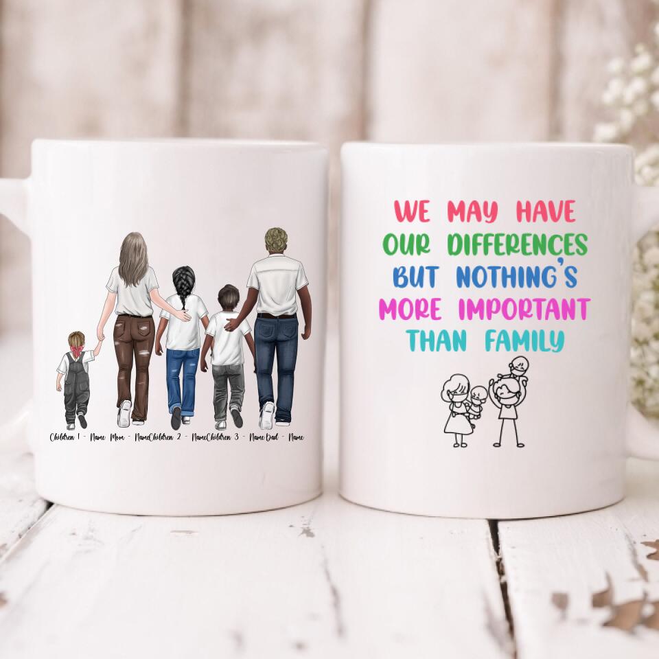 Family Walking Down The Street - " We May Have Our Differences But Nothing’s More Important Than Family " Personalized Mug - NGUYEN-CML-20220111-01