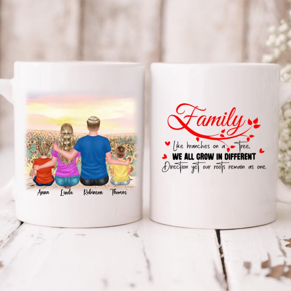We Are Family - " Family Like Branches On A Tree, We All Grow In Different Directions Yet Our Roots Remain As One " Personalized Mug - VIEN-CML-20220115-01