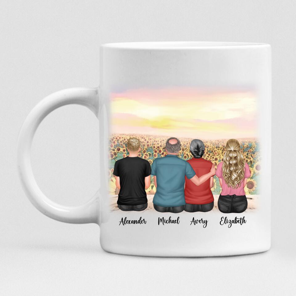 The Sunflower Family - " Family Like Branches On A Tree, We All Grow In Different Directions Yet Our Roots Remain As One " Personalized Mug - PHUOC-CML-20220218-02