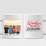 The Sunflower Family - " Family Like Branches On A Tree, We All Grow In Different Directions Yet Our Roots Remain As One " Personalized Mug - PHUOC-CML-20220218-02