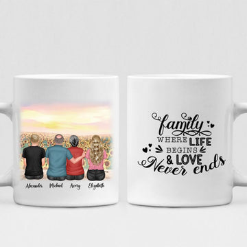 The Sunflower Family - " Family Where Life Begins & Love Never Ends " Personalized Mug - PHUOC-CML-20220218-02