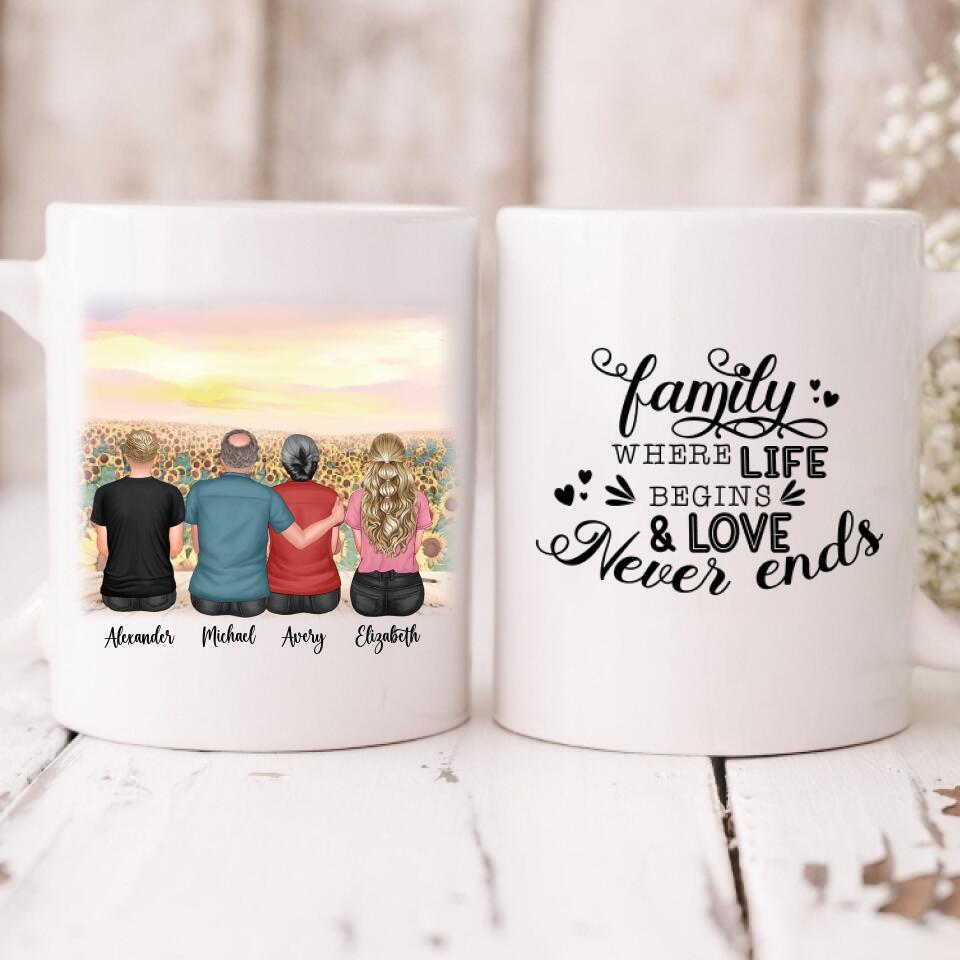 The Sunflower Family - " Family Where Life Begins & Love Never Ends " Personalized Mug - PHUOC-CML-20220218-02