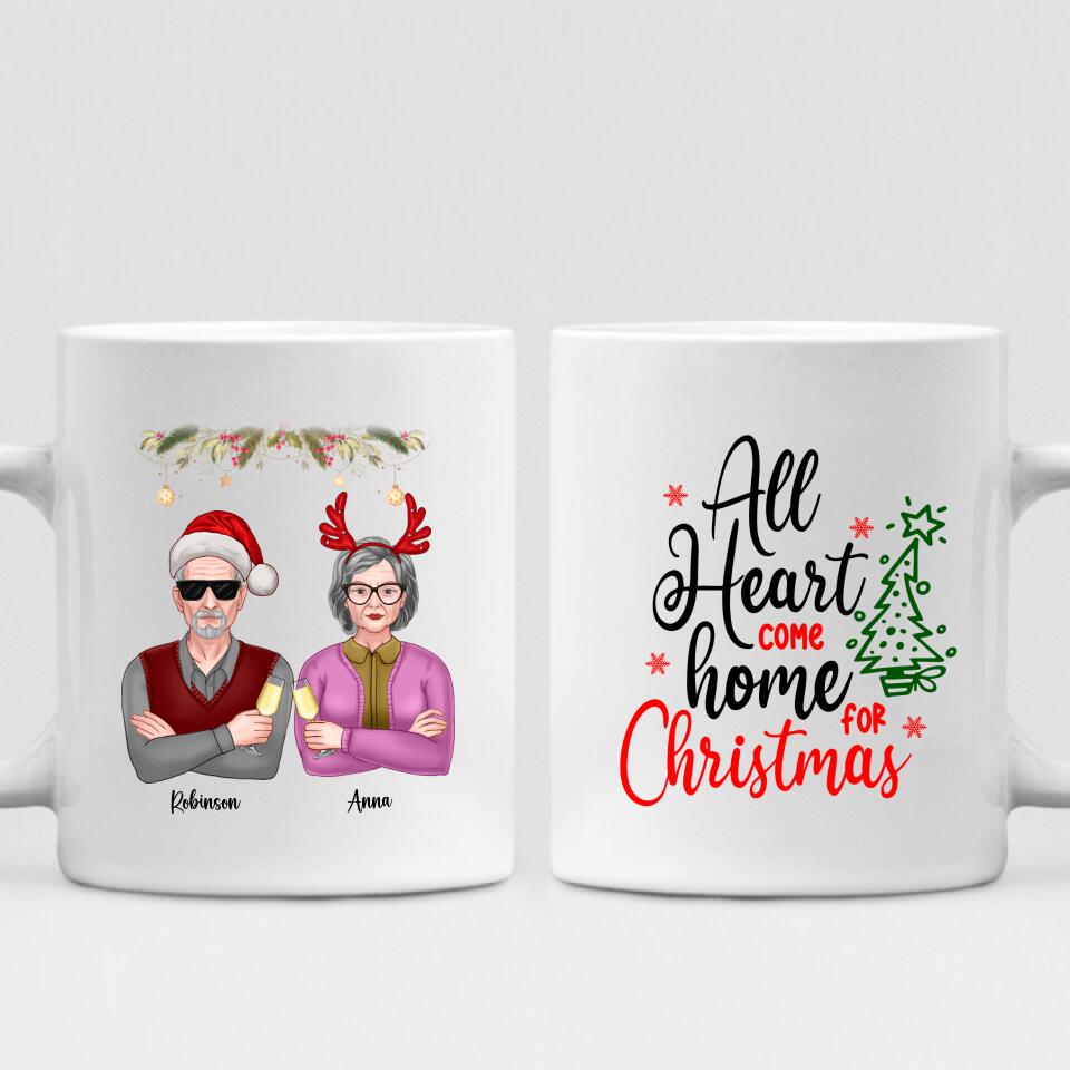 Merry Christmas Grandpa & Grandma - " All Hearts Come Home For Christmas " Personalized Mug - VIEN-CML-20220223-03