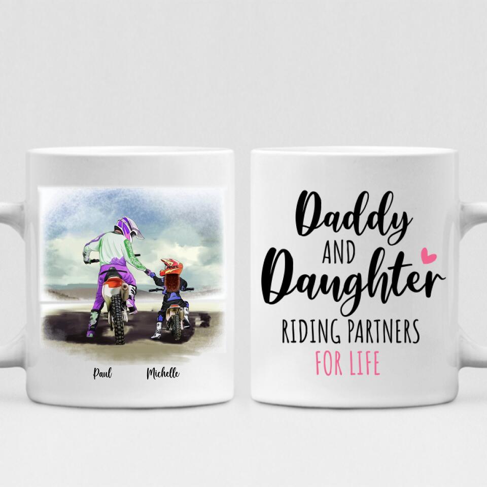 Father and Daughter Motorcycling - " Daddy And Daughter Riding Partners For Life " Personalized Mug - CUONG-CML-20220105-03