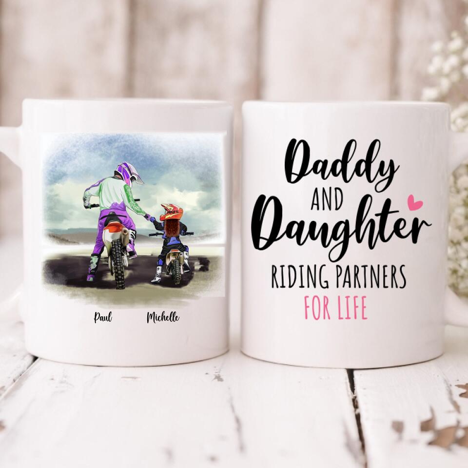 Father and Daughter Motorcycling - " Daddy And Daughter Riding Partners For Life " Personalized Mug - CUONG-CML-20220105-03