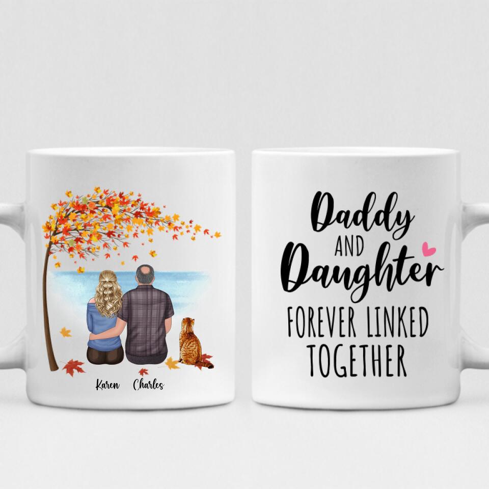 Father and Son With Cat - " Daddy And Daughter Forever Linked Together " Personalized Mug - CUONG-CML-20220106-02
