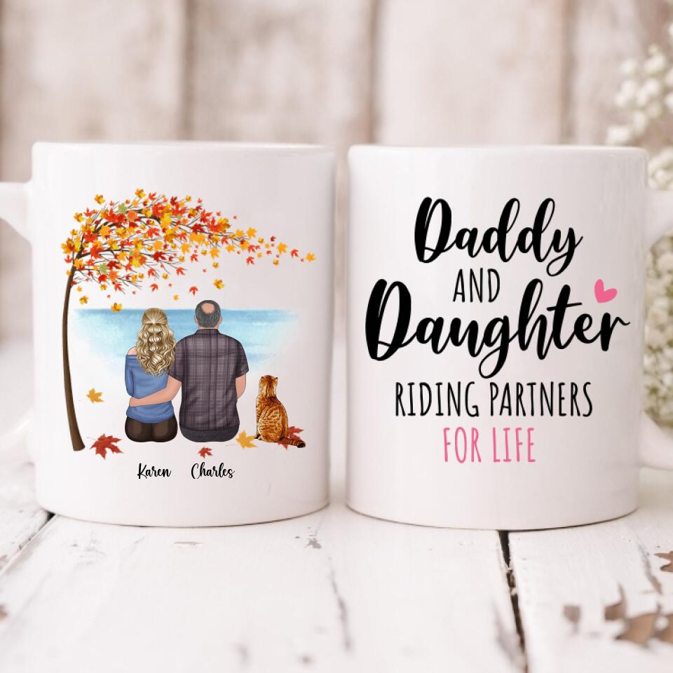 Father and Daughter With Cat - " Daddy And Daughter Riding Partners For Life " Personalized Mug - CUONG-CML-20220106-02