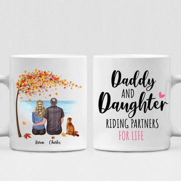 Father and Daughter With Cat - " Daddy And Daughter Riding Partners For Life " Personalized Mug - CUONG-CML-20220106-02