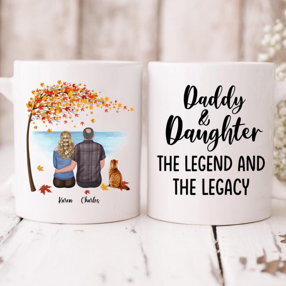 Father and Daughter With Cat - " Daddy And Daughter The Legend & The Legacy " Personalized Mug - CUONG-CML-20220106-02
