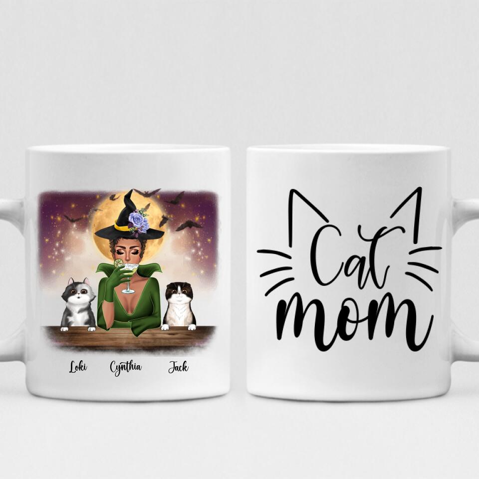 Halloween Girl With Cats - " Cat Mom " Personalized Mug - CUONG-CML-20220110-01
