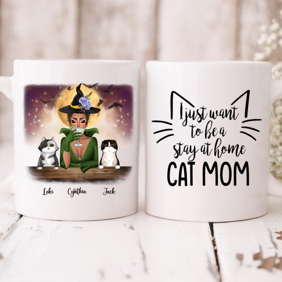 Halloween Girl With Cats - "I Just Want To Be A Stay At Home Cat Mom " Personalized Mug - CUONG-CML-20220110-01