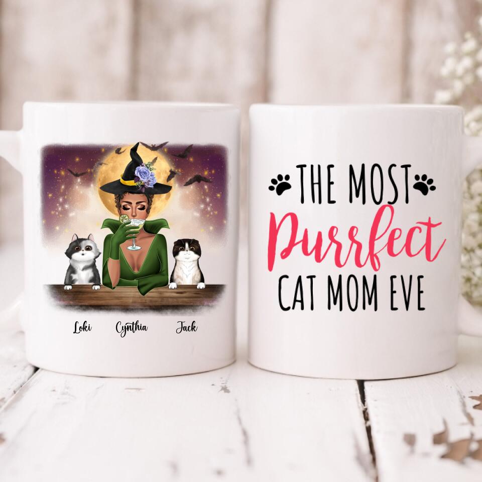 Halloween Girl With Cats - " The Most Purrfect Cat Mom Ever " Personalized Mug - CUONG-CML-20220110-01