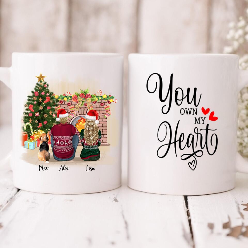 Christmas Couple With Dogs - "You Own My Heart" Personalized Mug - VIEN-CML-20220110-01