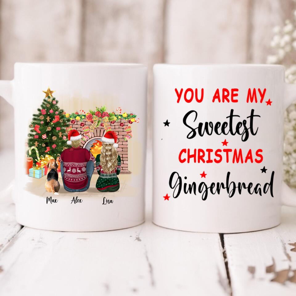 Christmas Couple With Dogs - "You Are My Sweetest Christmas Gingerbread" Personalized Mug - VIEN-CML-20220110-01