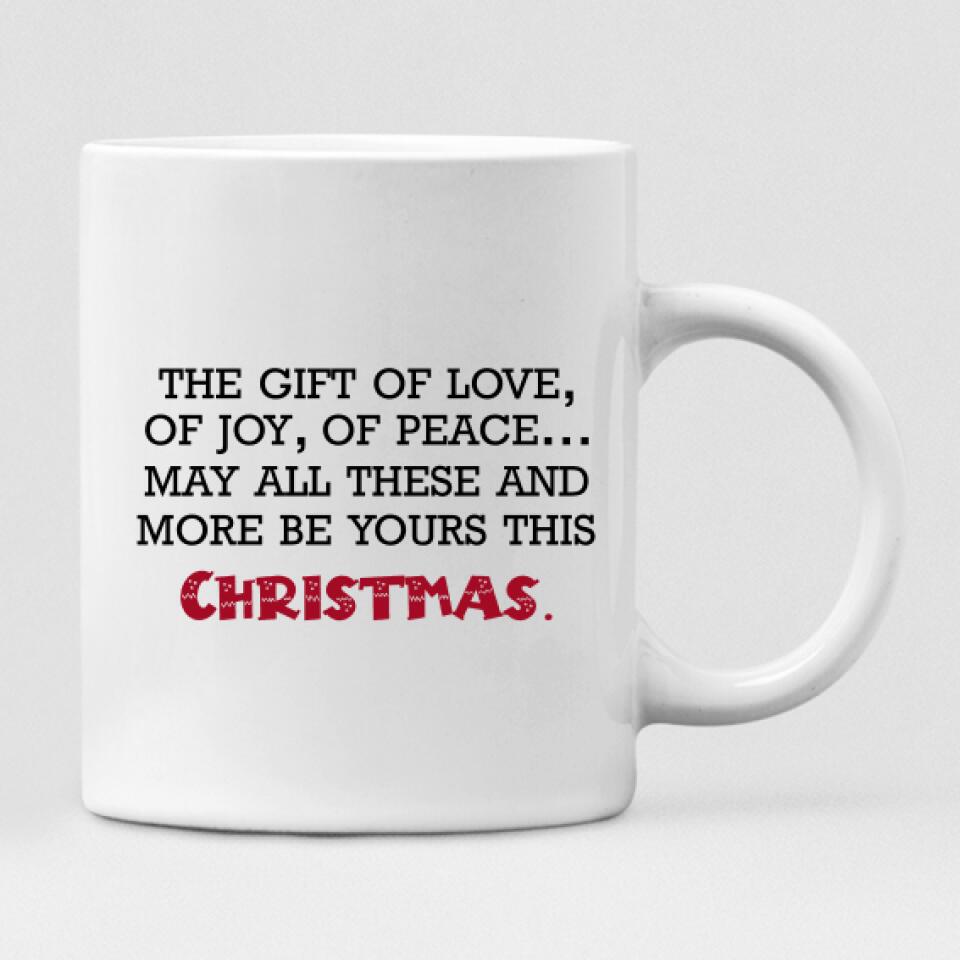 Christmas Couple With Dogs - "The Gift Of Love, Of Joy, Of Peace... May All These And More Be Yours This Christmas" Personalized Mug - VIEN-CML-20220110-01