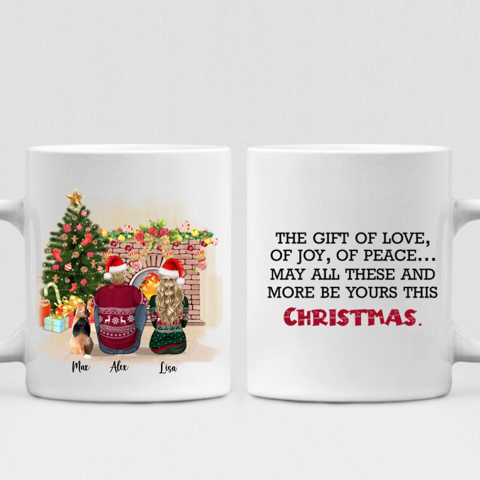 Christmas Couple With Dogs - "The Gift Of Love, Of Joy, Of Peace... May All These And More Be Yours This Christmas" Personalized Mug - VIEN-CML-20220110-01
