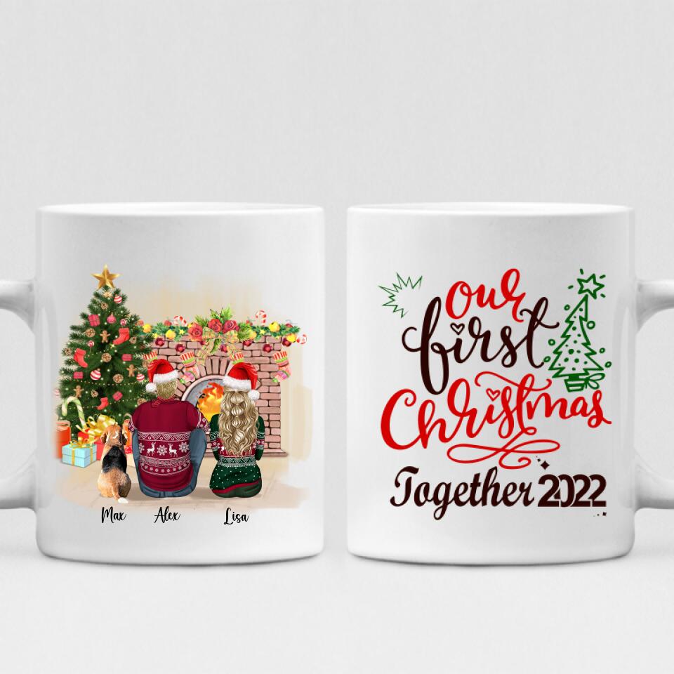 Christmas Couple With Dogs - "Our First Christmas Together 2022" Personalized Mug - VIEN-CML-20220110-01