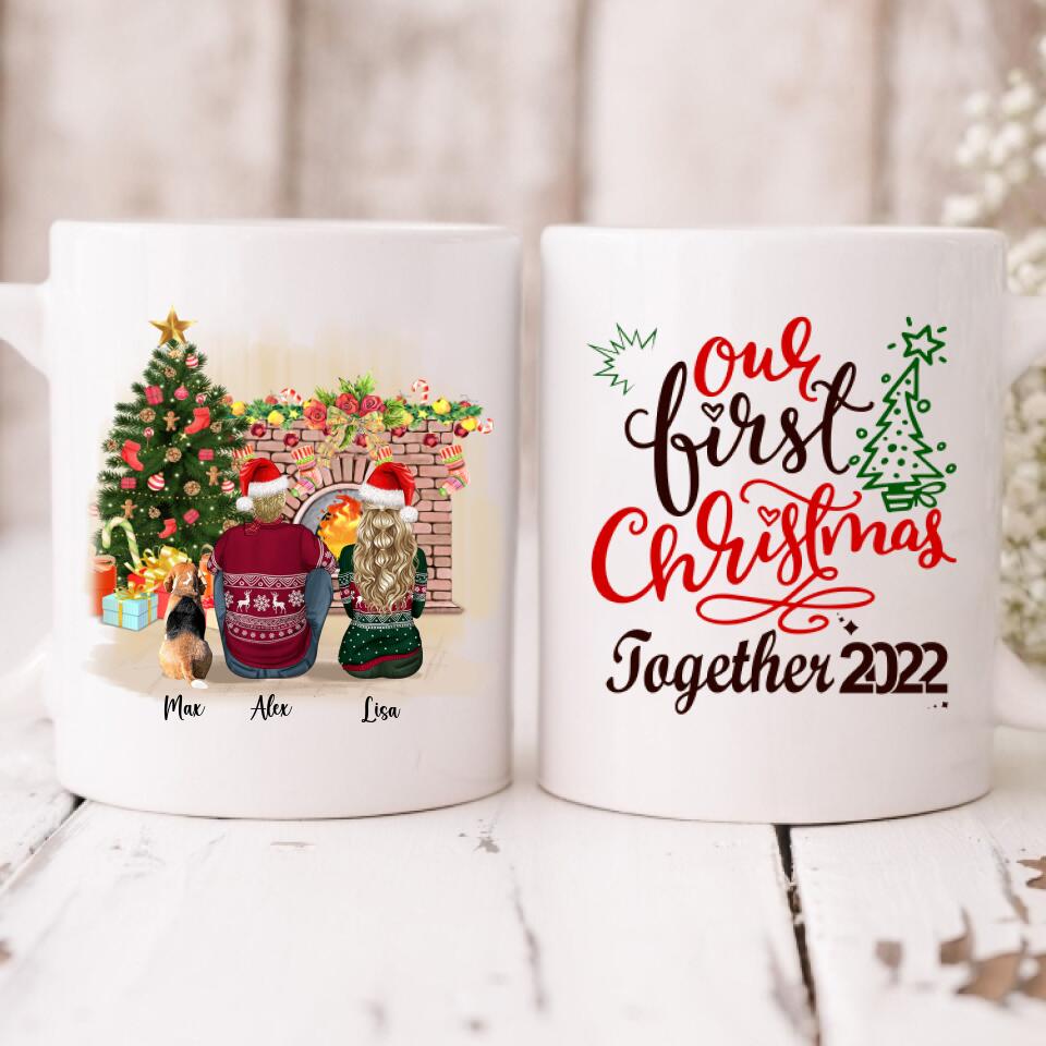 Christmas Couple With Dogs - "Our First Christmas Together 2022" Personalized Mug - VIEN-CML-20220110-01