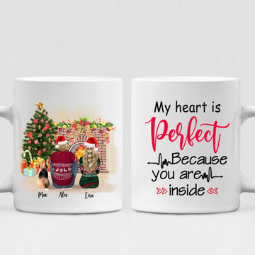 Christmas Couple With Dogs - "My Heart Is Perfect Because You Are Inside" Personalized Mug - VIEN-CML-20220110-01