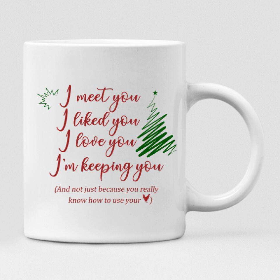 Christmas Couple With Dogs - "I Meet You I Liked You I Love You I’m Keeping You" Personalized Mug - VIEN-CML-20220110-01