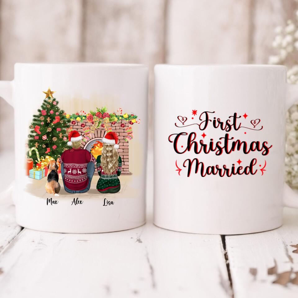Christmas Couple With Dogs - "First Christmas Married" Personalized Mug - VIEN-CML-20220110-01