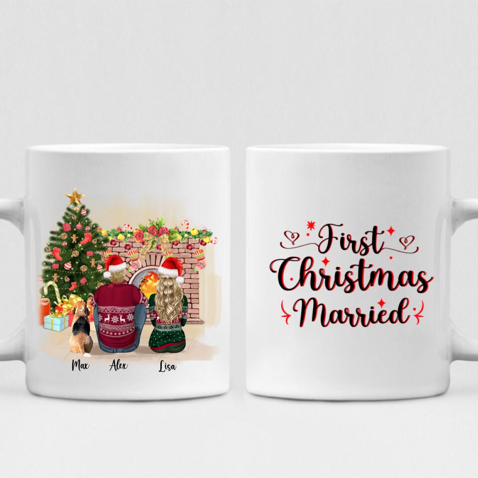 Christmas Couple With Dogs - "First Christmas Married" Personalized Mug - VIEN-CML-20220110-01
