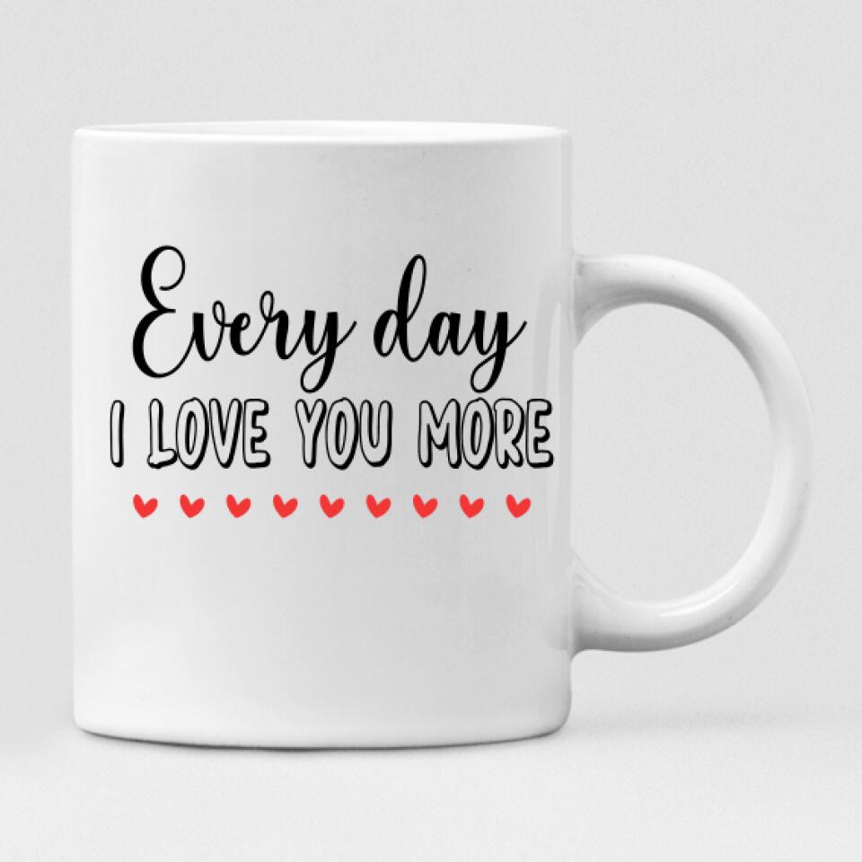 Christmas Couple With Dogs - "Every Day I Love You More" Personalized Mug - VIEN-CML-20220110-01
