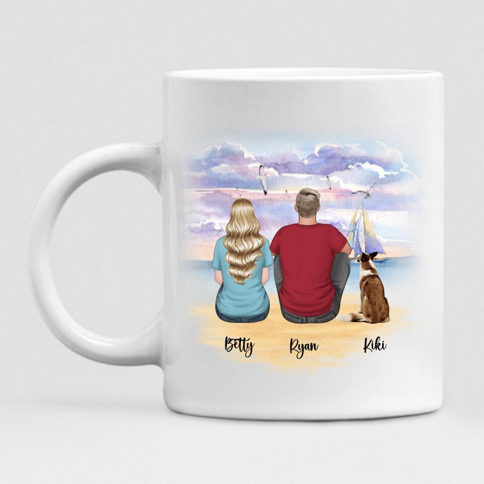 Couple Sitting On The Beach With Dog - " I Love You To The Beach & Back " Personalized Mug - CUONG-CML-20220110-03