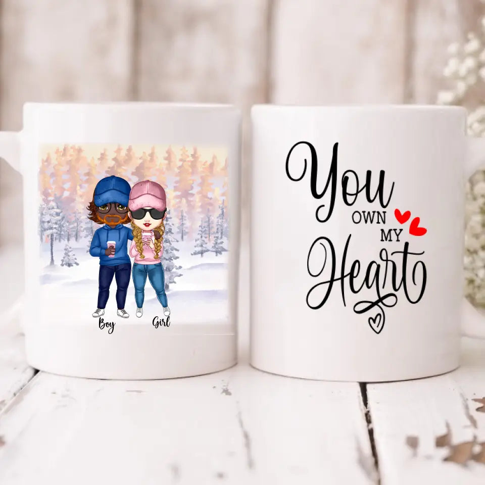 Cute Chibi Winter Couple - " You Own My Heart " Personalized Mug - NGUYEN-CML-20220112-03