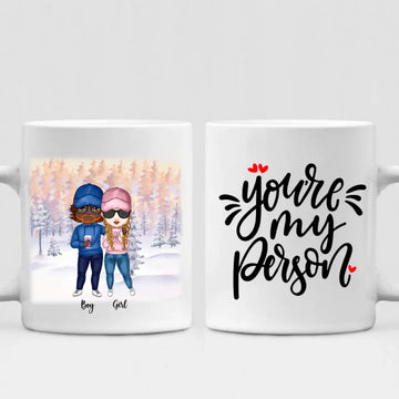 Cute Chibi Winter Couple - " You're My Person " Personalized Mug - NGUYEN-CML-20220112-03