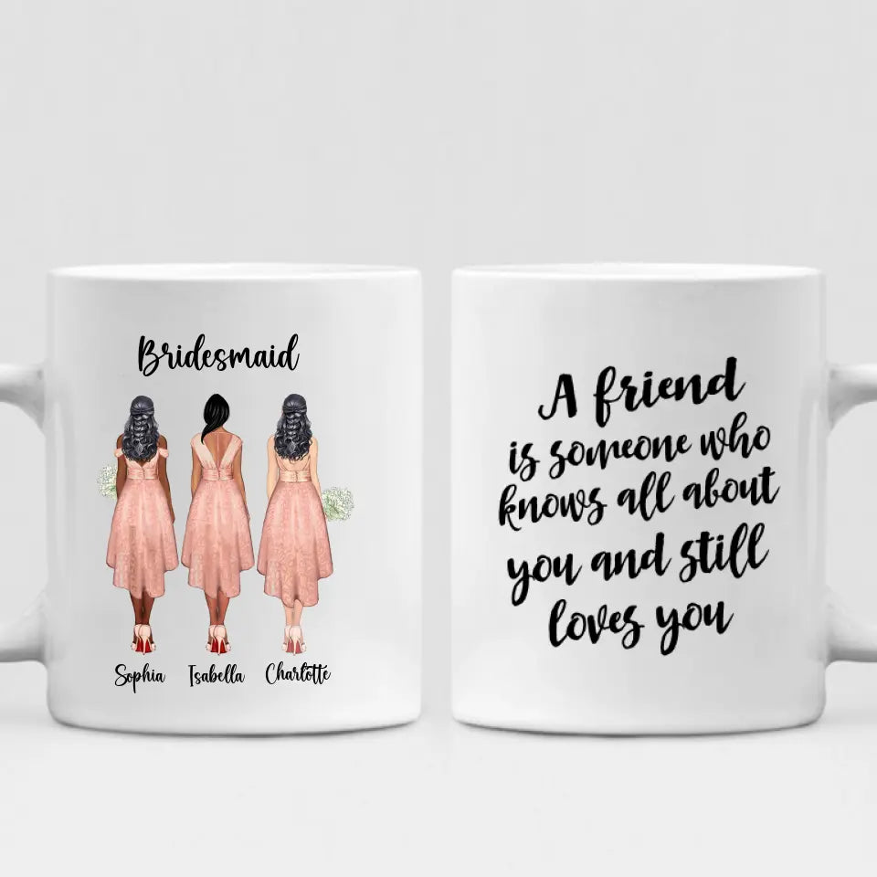 Wedding Bride - " A Friend Is Someone Who Knows All About You And Still Loves You " Personalized Mug - PHUOC-CML-20220214-001