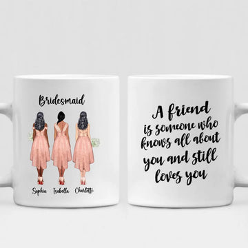 Wedding Bride - " A Friend Is Someone Who Knows All About You And Still Loves You " Personalized Mug - PHUOC-CML-20220214-001