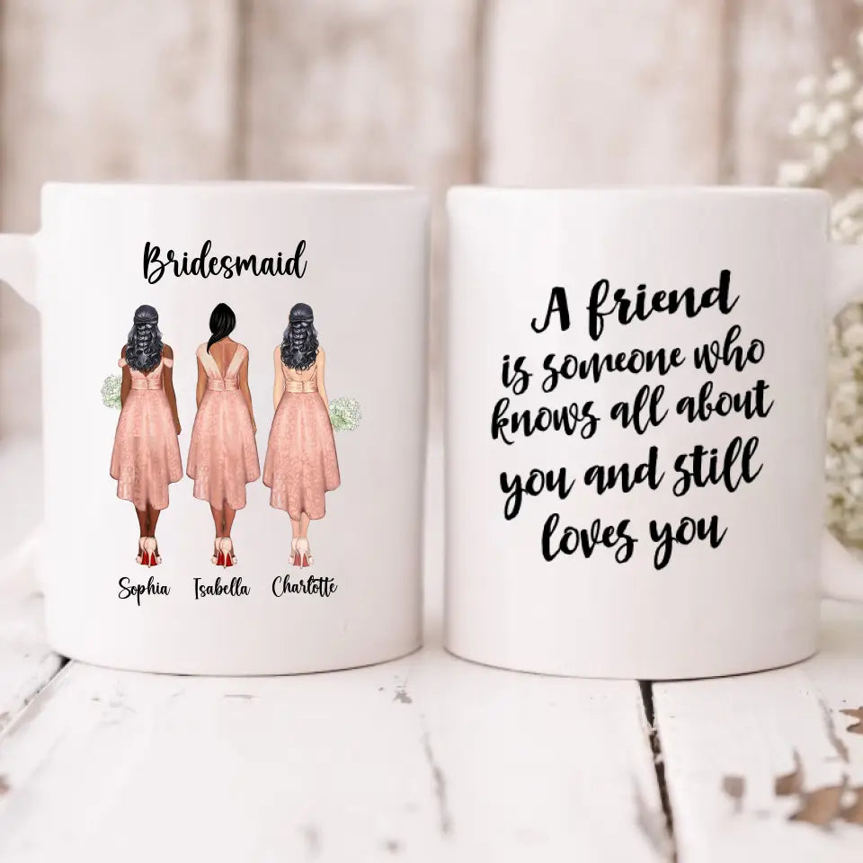 Wedding Bride - " A Friend Is Someone Who Knows All About You And Still Loves You " Personalized Mug - PHUOC-CML-20220214-001