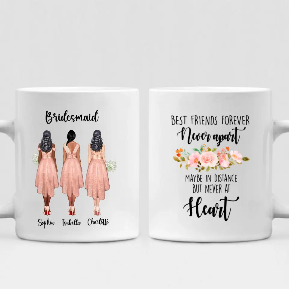 Wedding Bride - " Best Friends Forever Never Apart May Be In Distance But Never At Heart " Personalized Mug - PHUOC-CML-20220214-001