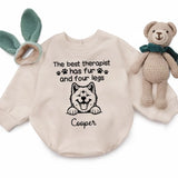 The Best Therapist Has Fur And Four Legs Romper Baby, Personalized Baby Shower Gift, Baby Girl, Baby Boy Bodysuit, Unique Baby Gift