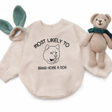 Most Likely Bring Home A Dog Romper Baby, Personalized Baby Shower Gift, Baby Girl, Baby Boy Bodysuit, Unique Baby Gift