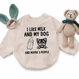 I Like Milk And My Dog And Maybe 3 People Romper Baby, Personalized Baby Shower Gift, Baby Girl, Baby Boy Bodysuit, Unique Baby Gift